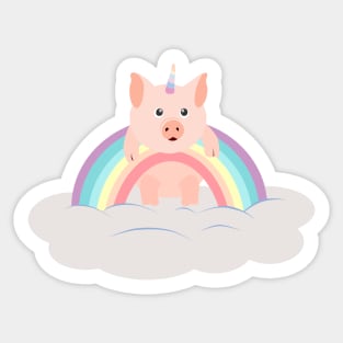 Piggycorn over the rainbow Sticker